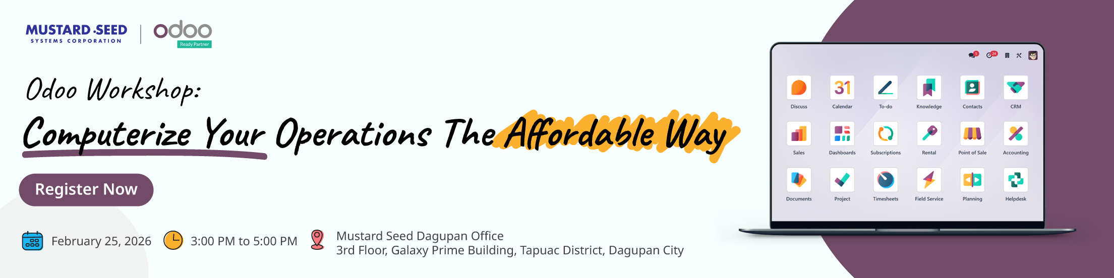 Odoo Workshop: Computerize Your Operations the Affordable Way